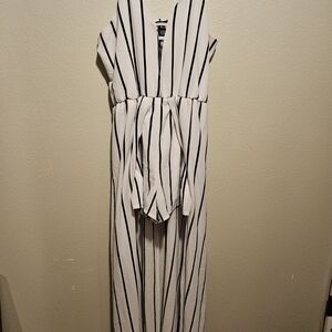 Rue21 Black and White Striped Romper